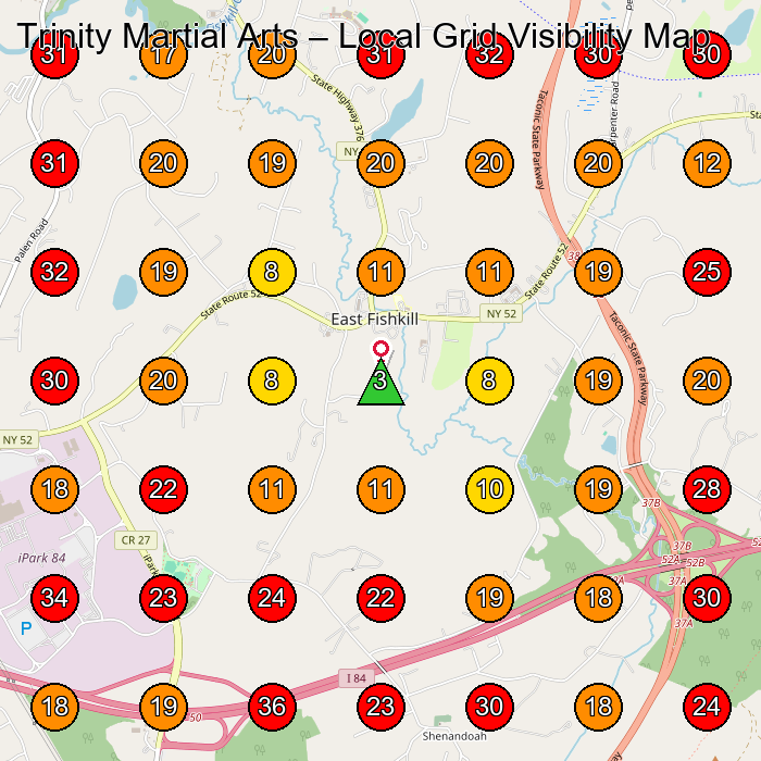 Trinity Martial Arts GeoGrid visibility map for Martial Arts School in Poughquag